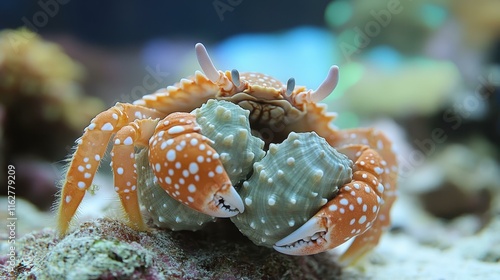 Underwater coral reefs Hermit crabs carrying their homes photo