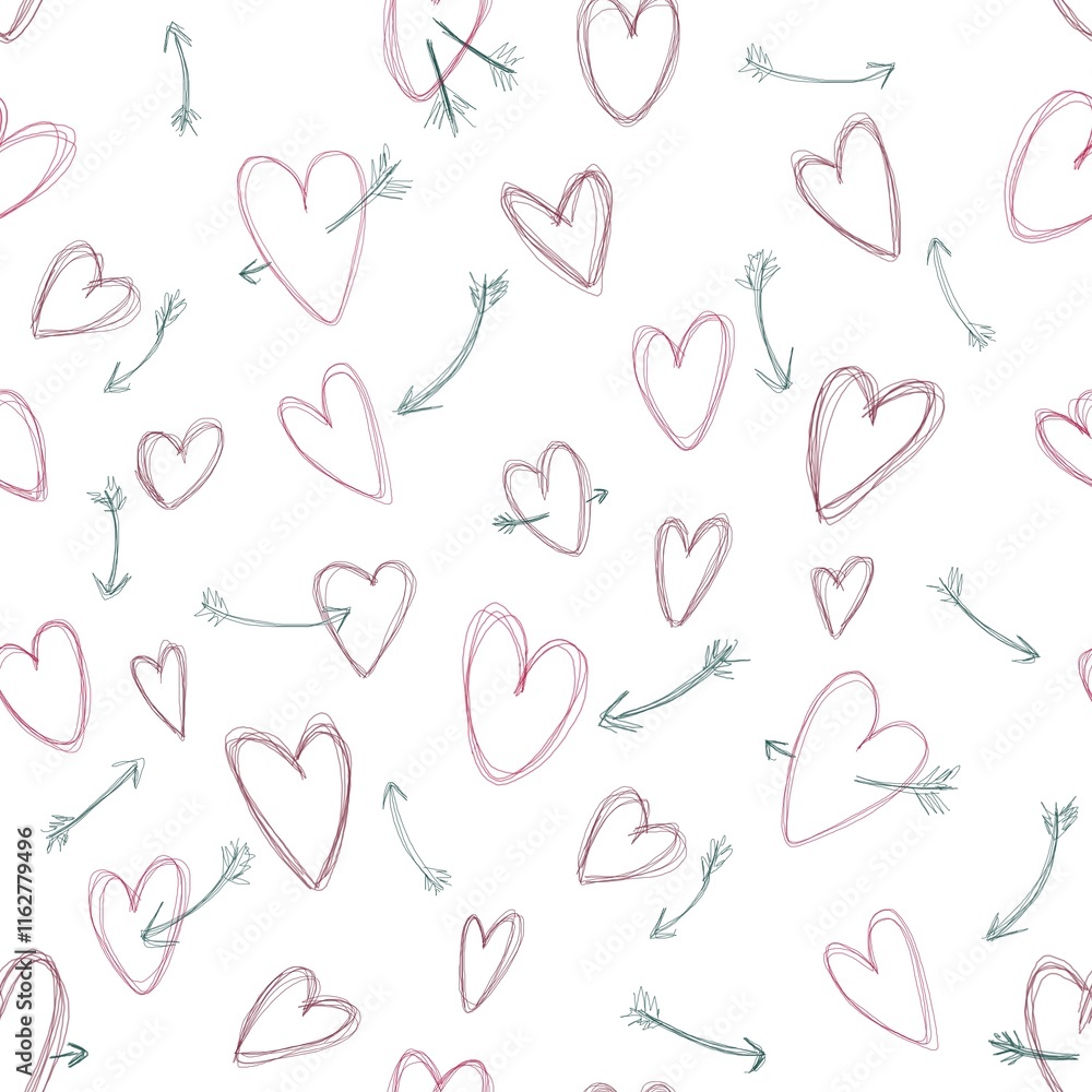 seamless background with hearts and arrows seamless background with hearts and arrows
