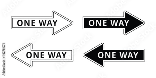 One Way Street Sign with Right and left Arrow