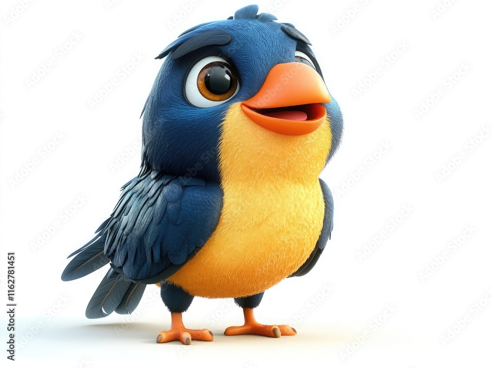 Obraz premium Adorable 3D cartoon takahe bird illustration, isolated on a white background, perfect for kids' designs, educational materials, or playful themes.