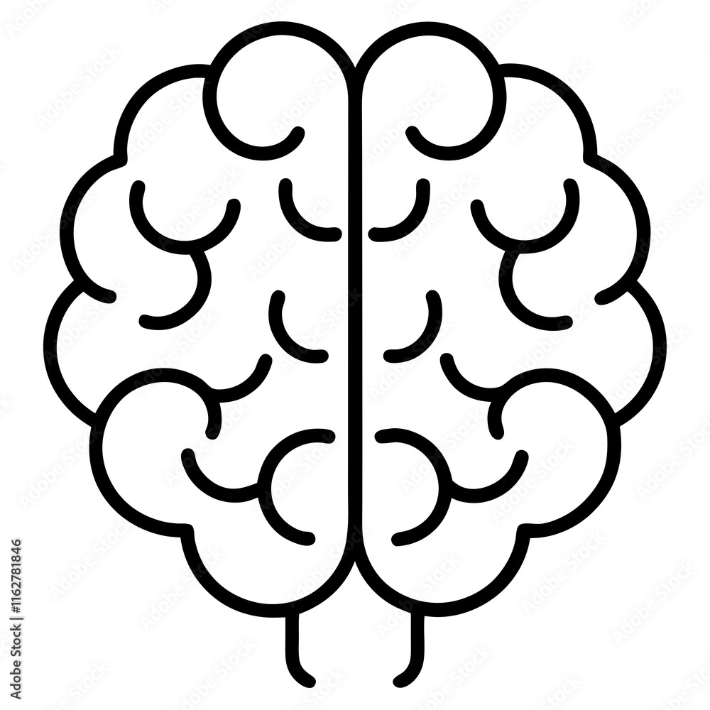 Geometric Brain Icon in Monoline Style Geometric Brain Icon in Monoline Style