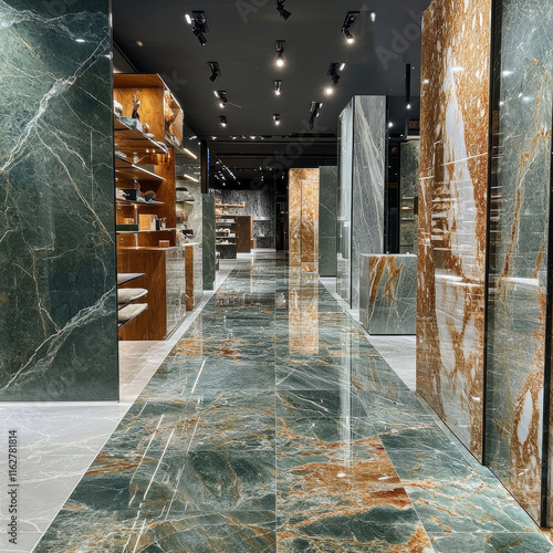 Dark green marble texture background, natural marbel tiles for ceramic wall and floor, high gloss premium Italian glossy granite slab stone ceramic tile, polished quartz, Quartzite limestone marbl. photo