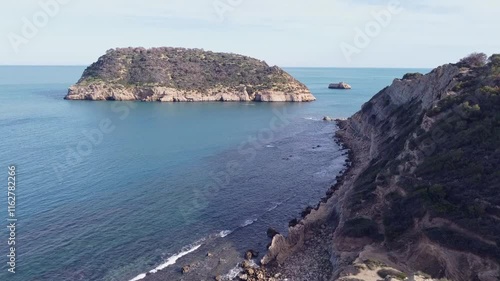 Cliff to a beach, Viewpoint on top of a hill overlooking the sea