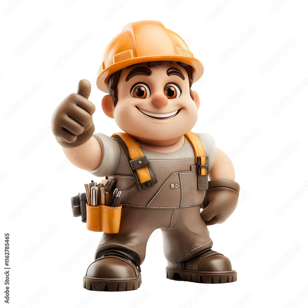 Construction worker with thumbs up gesture, professional builder in safety helmet, industrial engineer character illustration, happy contractor with tool isolated Construction worker with thumbs up gesture, professional builder in safety helmet, industrial engineer character illustration, happy contractor with tool isolated