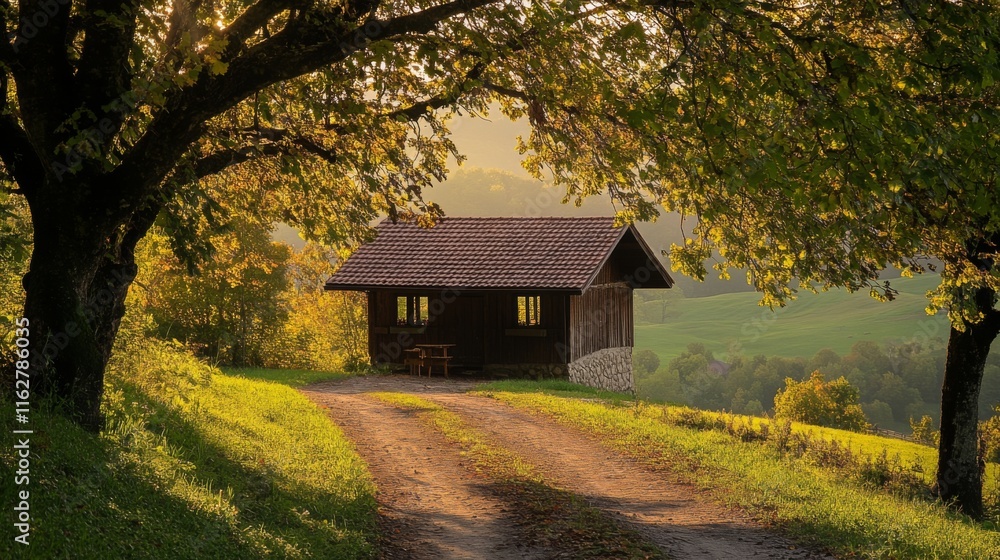Countryside Landscape with Warm Tones and Harsh Light Countryside Landscape with Warm Tones and Harsh Light