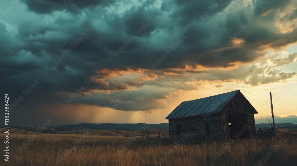 Dramatic Countryside Scene with Low Light Sky Dramatic Countryside Scene with Low Light Sky