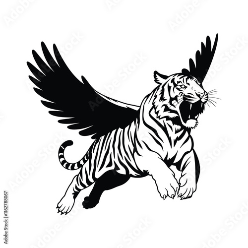 Wallpaper Mural Flying Tiger Illustration for Wildlife and Fantasy Design Torontodigital.ca