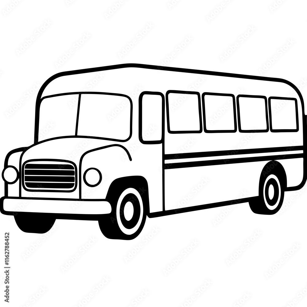 Geometric School Bus Line Art Vector