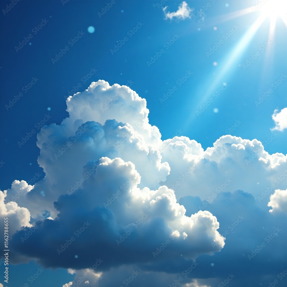 A stunning, shimmering blue sky with delicate silver raindrops falling from the clouds, atmospheric, blue sky A stunning, shimmering blue sky with delicate silver raindrops falling from the clouds, atmospheric, blue sky