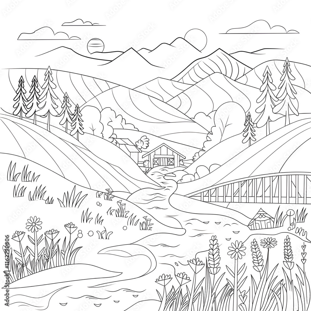 Fototapeta premium landscape with mountains and trees