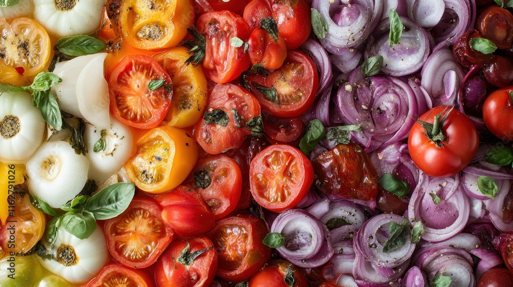 Roasted Tomatoes Onions and Basil A Colorful Medley Roasted Tomatoes Onions and Basil A Colorful Medley