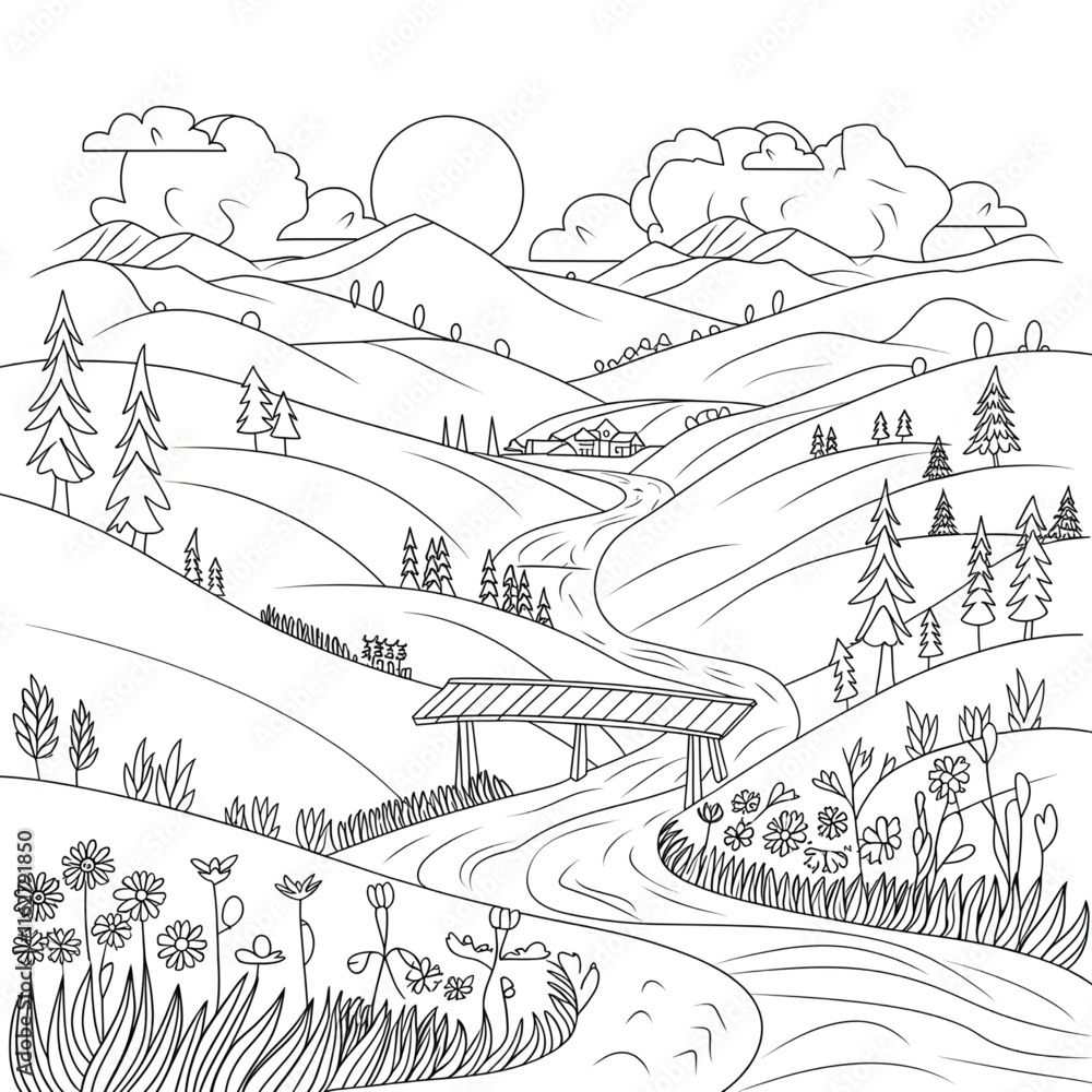 Fototapeta premium illustration of landscape