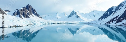 Wallpaper Mural Glacial ice and snow-covered terrain with rocky outcrops and glacial lakes, landscape, white, rock Torontodigital.ca