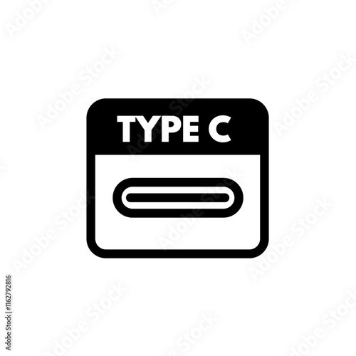 USB Type C connector designation - vector icon