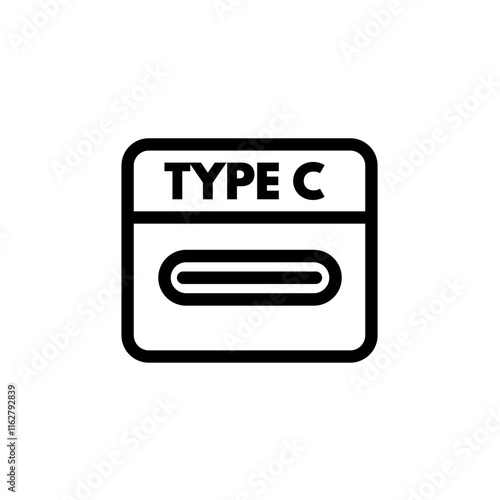 USB Type C connector designation - vector icon