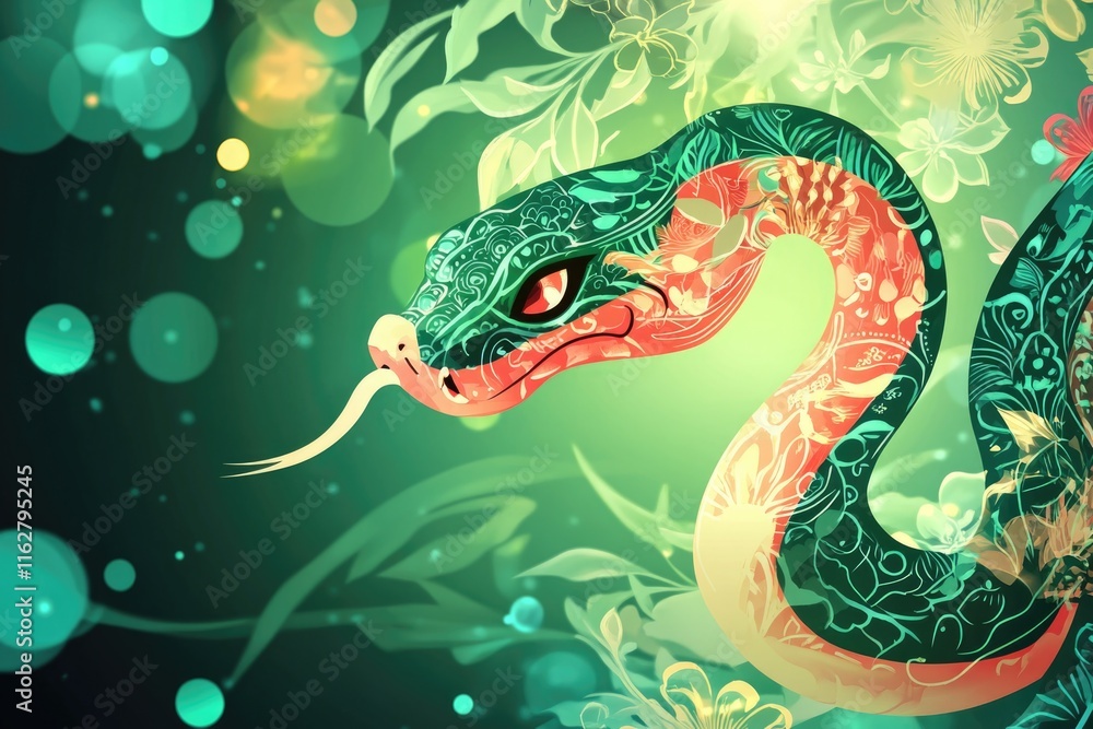 A colorful snake with a distinctive long neck and tail, perfect for wildlife or nature-related projects A colorful snake with a distinctive long neck and tail, perfect for wildlife or nature-related projects
