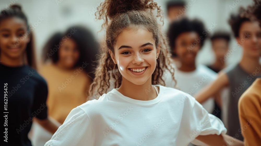Young multicultural dancers enjoying a joyful rehearsal in a dance studio, showcasing unity through movement and expression Young multicultural dancers enjoying a joyful rehearsal in a dance studio, showcasing unity through movement and expression