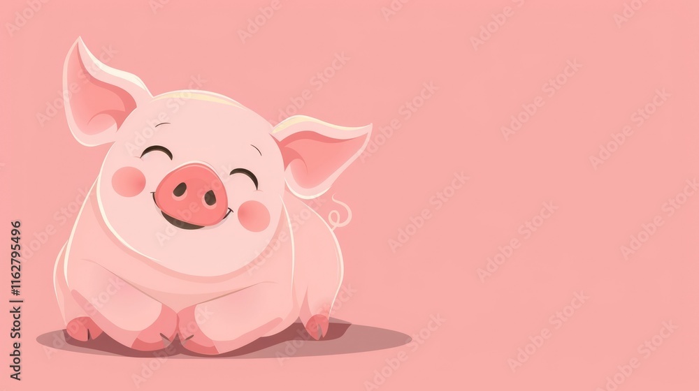 watercolor illustration, National pig day, happy little smiling pig, children's drawing, pink background, vintage postcard, copy space, free space for text watercolor illustration, National pig day, happy little smiling pig, children's drawing, pink background, vintage postcard, copy space, free space for text