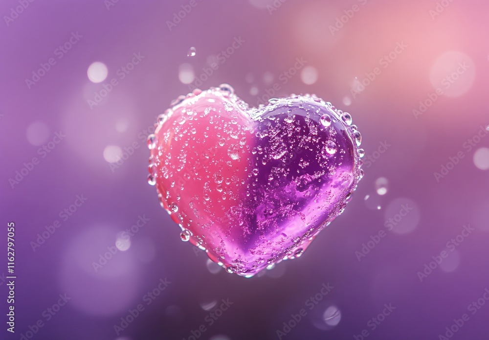 Obraz premium Vibrant Pink Purple Water Heart, Abstract Love Concept