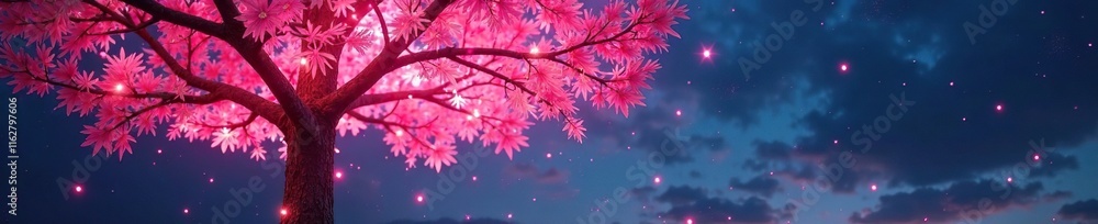 Shimmering pink tree with twinkling string lights, shimmering, pink, tree Shimmering pink tree with twinkling string lights, shimmering, pink, tree