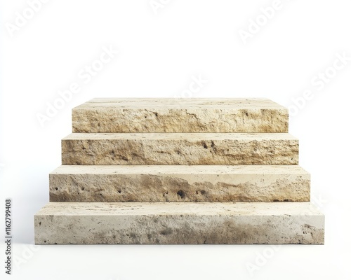 A series of textured stone blocks arranged as a staircase, showcasing natural materials in an elegant design. photo