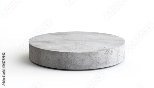 A sleek, modern round concrete pedestal with a smooth surface, perfect for showcasing products or decor in minimalist settings.