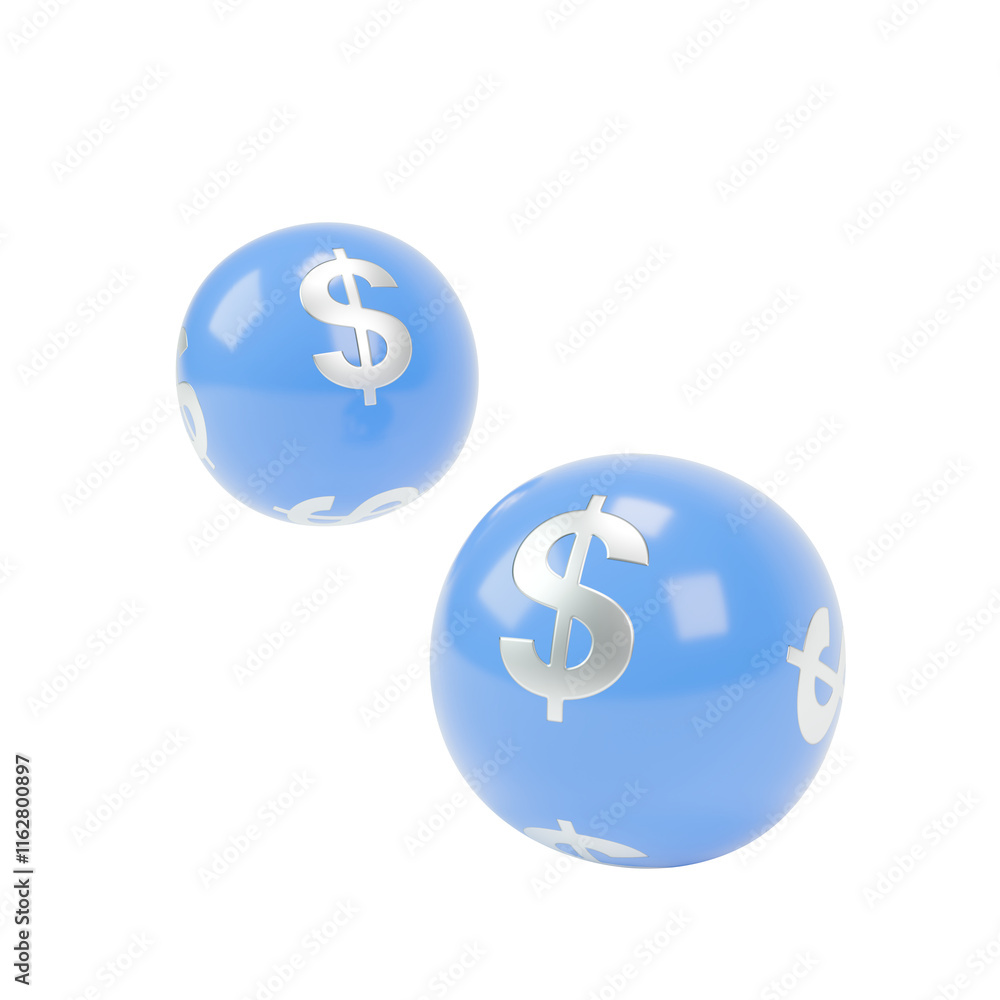 Fototapeta premium Balls 3d icon featuring a dollar sign on them