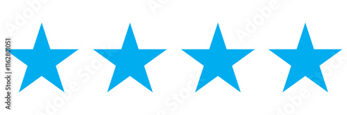 Four star rating. Product review flat icon for apps and websites.