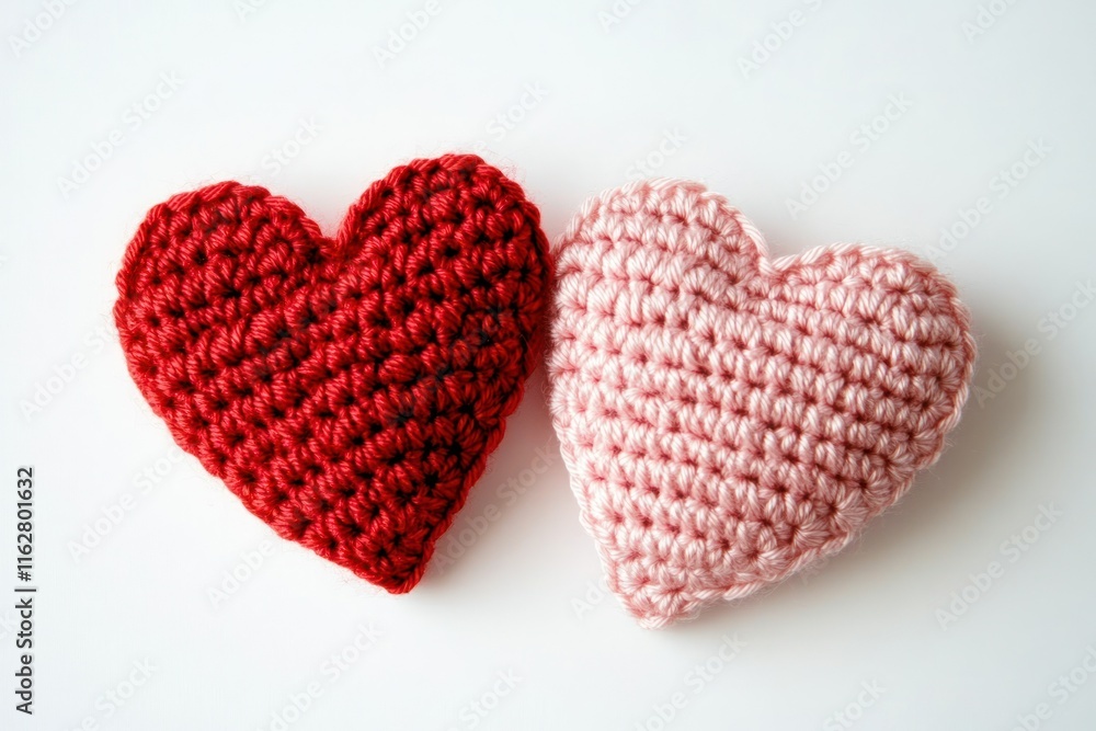 Handcrafted Red and Pink Crochet Hearts for Decoration