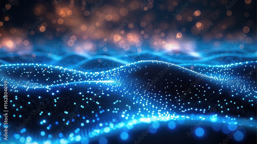 Vector abstract futuristic digital landscape with particles dots and stars on horizon. computer geometric digital connection structure. Futuristic blue abstract grid. Intelligence artificial. Vector abstract futuristic digital landscape with particles dots and stars on horizon. computer geometric digital connection structure. Futuristic blue abstract grid. Intelligence artificial.