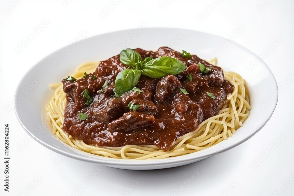 Delicious Spaghetti with Rich Sauce and Fresh Basil Delicious Spaghetti with Rich Sauce and Fresh Basil