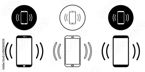 Ringing smartphone icon call line vibration digital mobile lint art technology cellular receiver