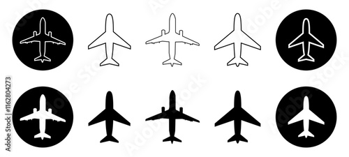 Airplane mood aeroplane icon aerodrome plane air vector aviation silhouette take off outline flight