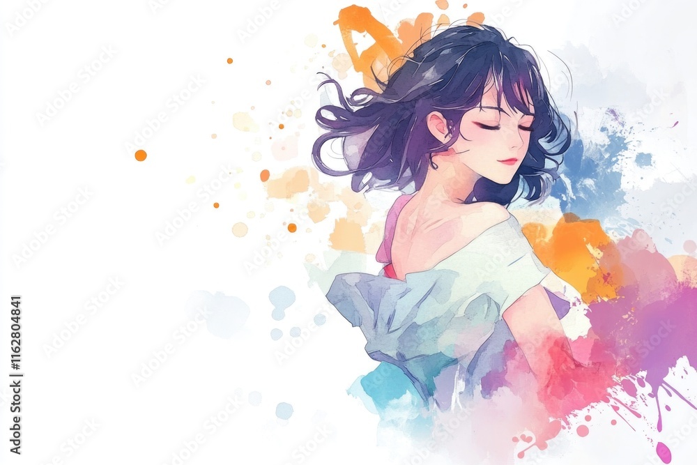 A woman with long hair wearing a white shirt