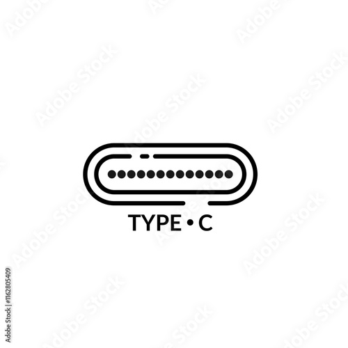 USB Type C connector designation - vector icon