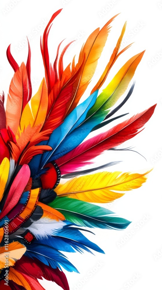 A vibrant display of colorful feathers, showcasing the beauty and diversity of nature's palette in a striking arrangement. A vibrant display of colorful feathers, showcasing the beauty and diversity of nature's palette in a striking arrangement.