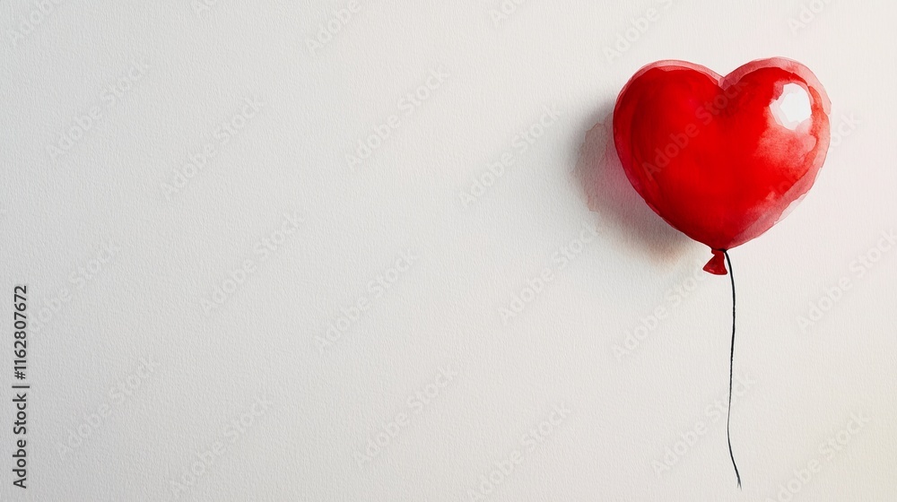 A vibrant red heart balloon against a minimalist white background, symbolizing love and celebration. A vibrant red heart balloon against a minimalist white background, symbolizing love and celebration.