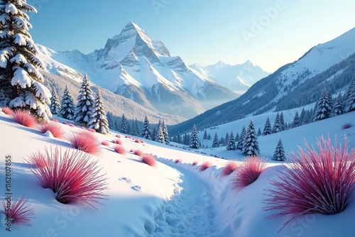 Frosty alpenblossen in der winterliche Landschaft, winter, snow photo