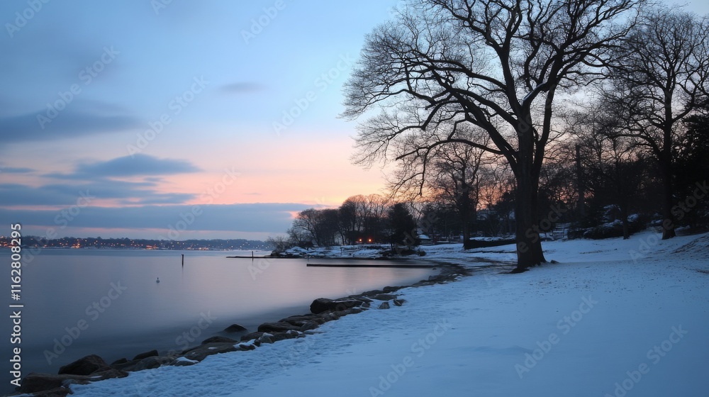 Serene Seascape at Dusk with Soft Light and Long Exposure Serene Seascape at Dusk with Soft Light and Long Exposure