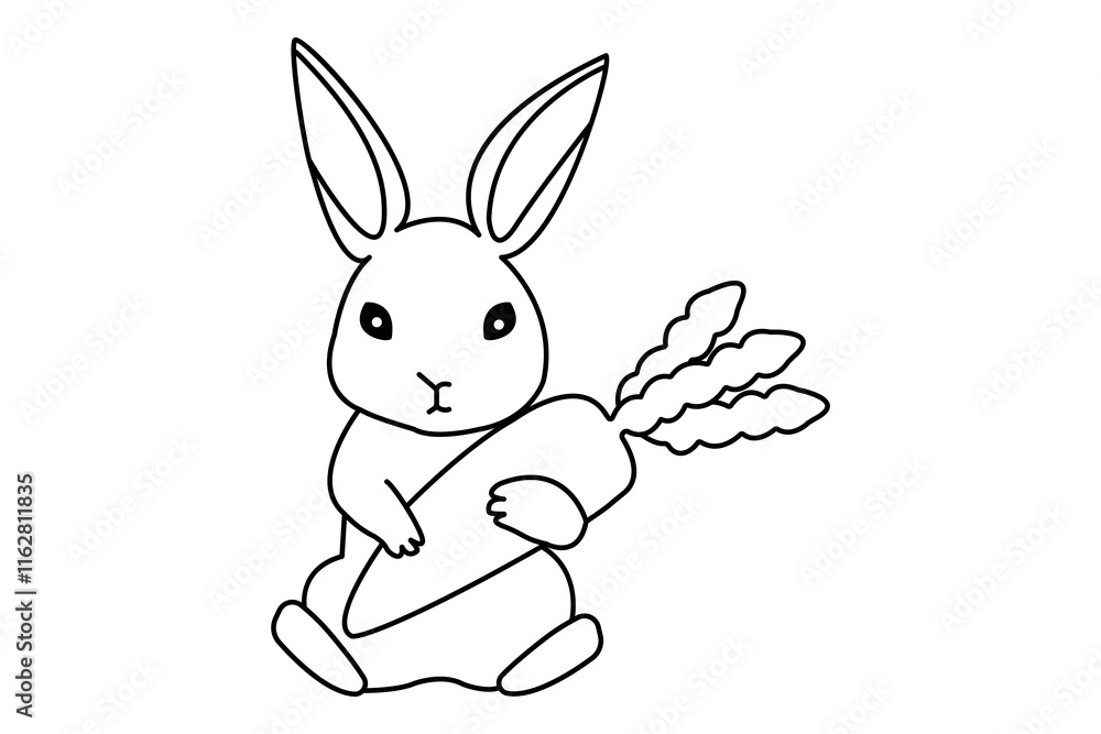 Carrot continuous single line art drawing of white background Carrot continuous single line art drawing of white background