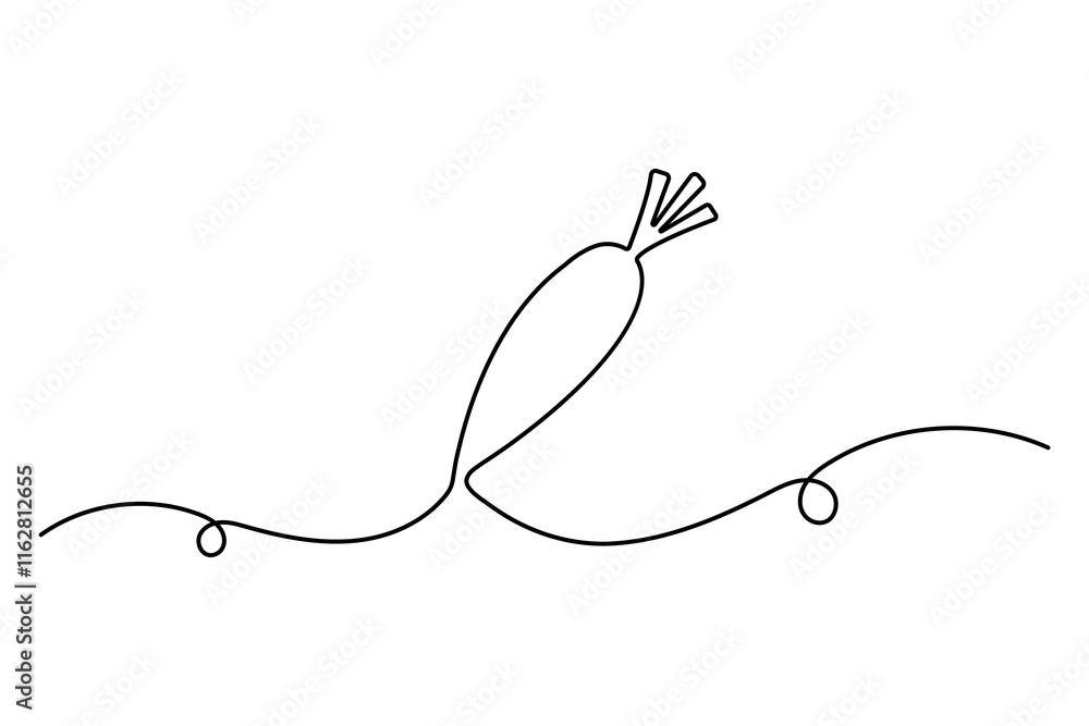 Obraz premium Carrot continuous single line art drawing of white background 
