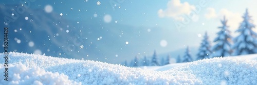 Wallpaper Mural Snowy landscape with pure white snowflakes gently falling from the sky, peaceful, white Torontodigital.ca