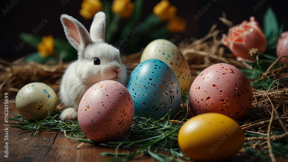 easter bunny and easter eggs easter bunny and easter eggs