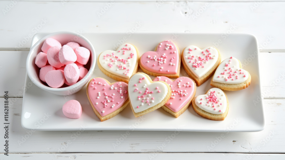 Heart-Shaped Cookies and Marshmallows for a Sweet and Romantic Valentine's Day Treat Heart-Shaped Cookies and Marshmallows for a Sweet and Romantic Valentine's Day Treat
