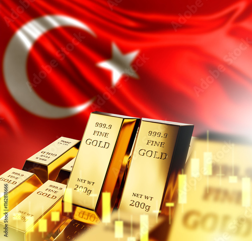 Gold bars with Turkey flag....
