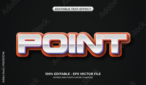 3D Point text effect. Editable glossy white metallic graphic styles