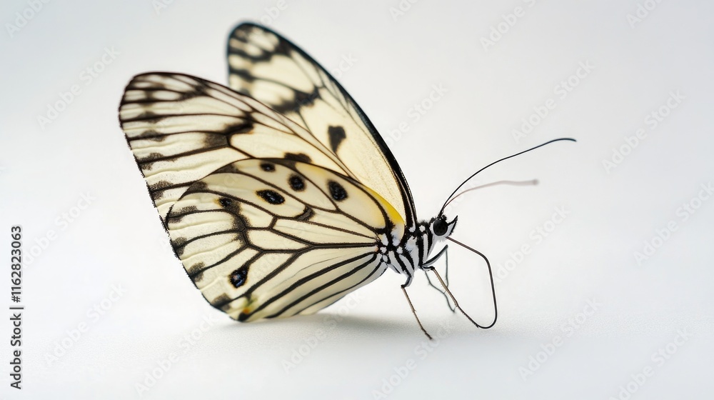 Obraz premium A close-up shot of a butterfly sitting on a white surface, perfect for illustrating stories or adding visual interest to presentations