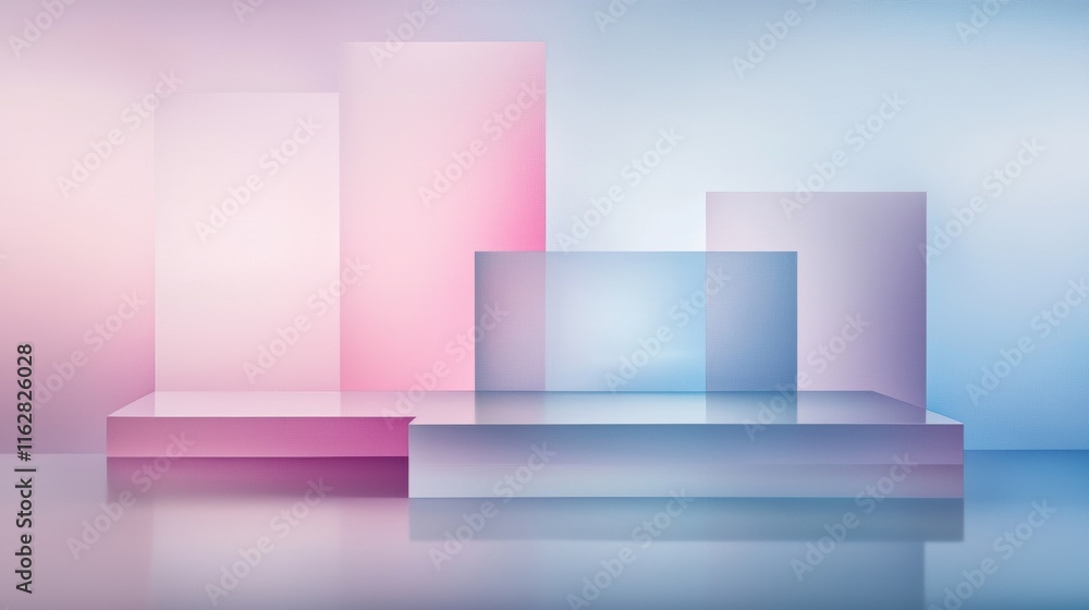 A blue and pink background with a pink and blue square in the middle