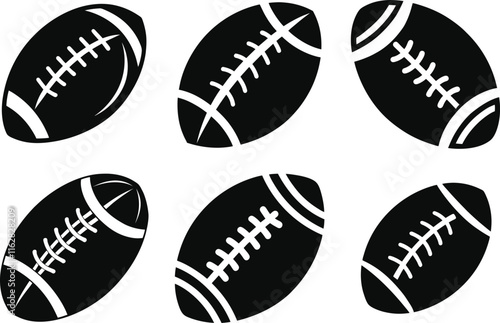 American football super bowl ball silhouette vector illustration, isolated on white background
