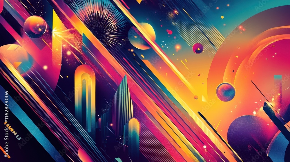 Abstract Dynamic Composition Featuring Vivid Colors and Geometric Shapes Abstract Dynamic Composition Featuring Vivid Colors and Geometric Shapes